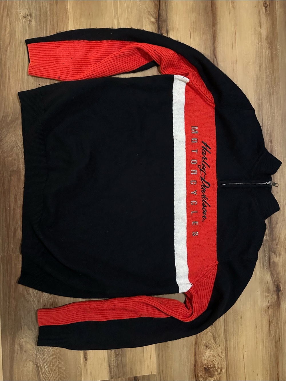 Harley-Davidson Black, Red & White Zip-Up Men’s Sweater